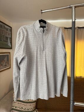 Bobby Jones Gray Ribbed Half-Zip Sweater